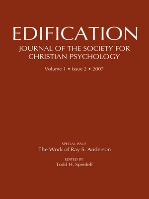 cover image of Edification-Journal of the Society of Christian Psychology